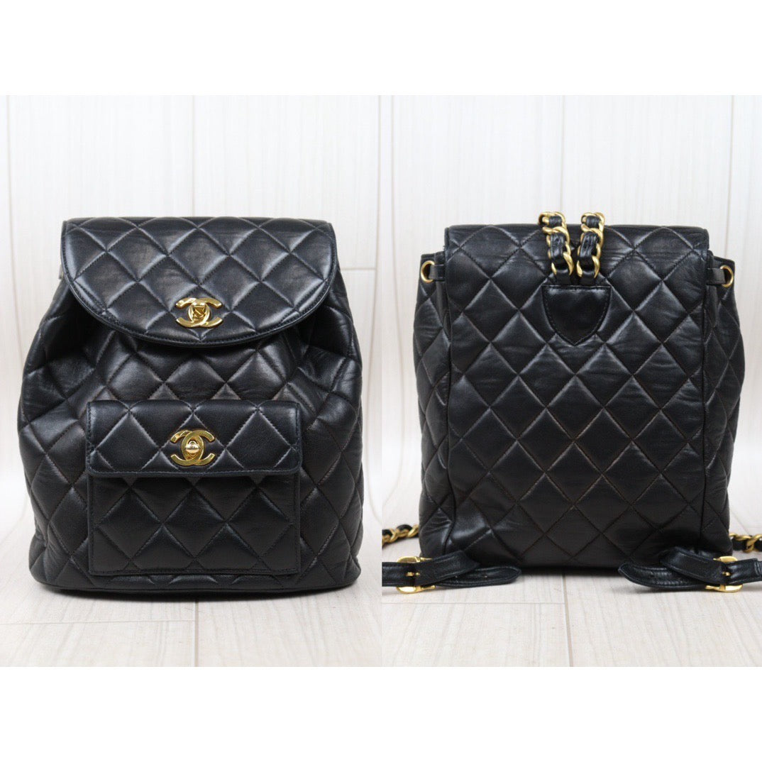 Good ( Rank AB)｜CHANEL  Lamb Skin Duma Backpack  Black Made in 1996-1997 Year｜P24061128