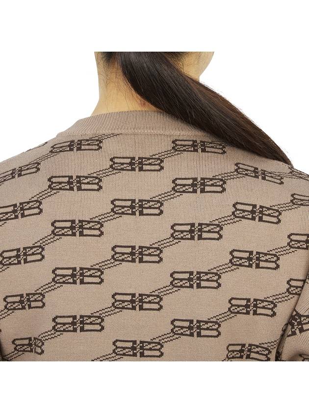 Luxury Balenciaga  BB Icon Jacquard Knit Top Brown
