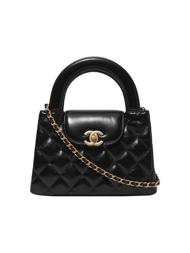 Gold Hardware Small Shiny Vintage Calfskin Tote Bag Black Chanel
