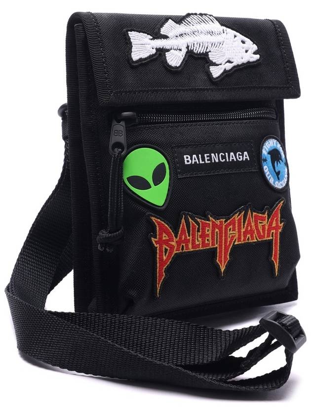 Luxury Balenciaga  Explorer Pouch Strap Cross Bag Black