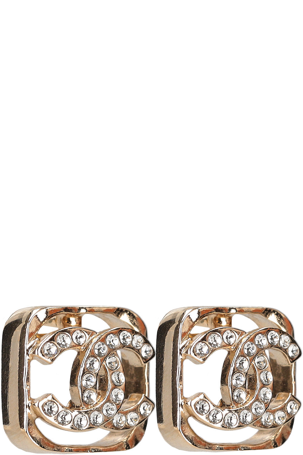 CHANEL Framed CC Earrings Champagne