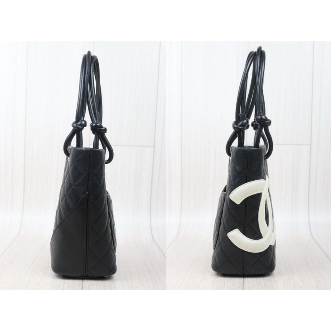 Good ( Rank AB) ｜ CHANEL Cambon Line Mini ToteBag Black White Made In 2003-2004 Year｜VT25030121