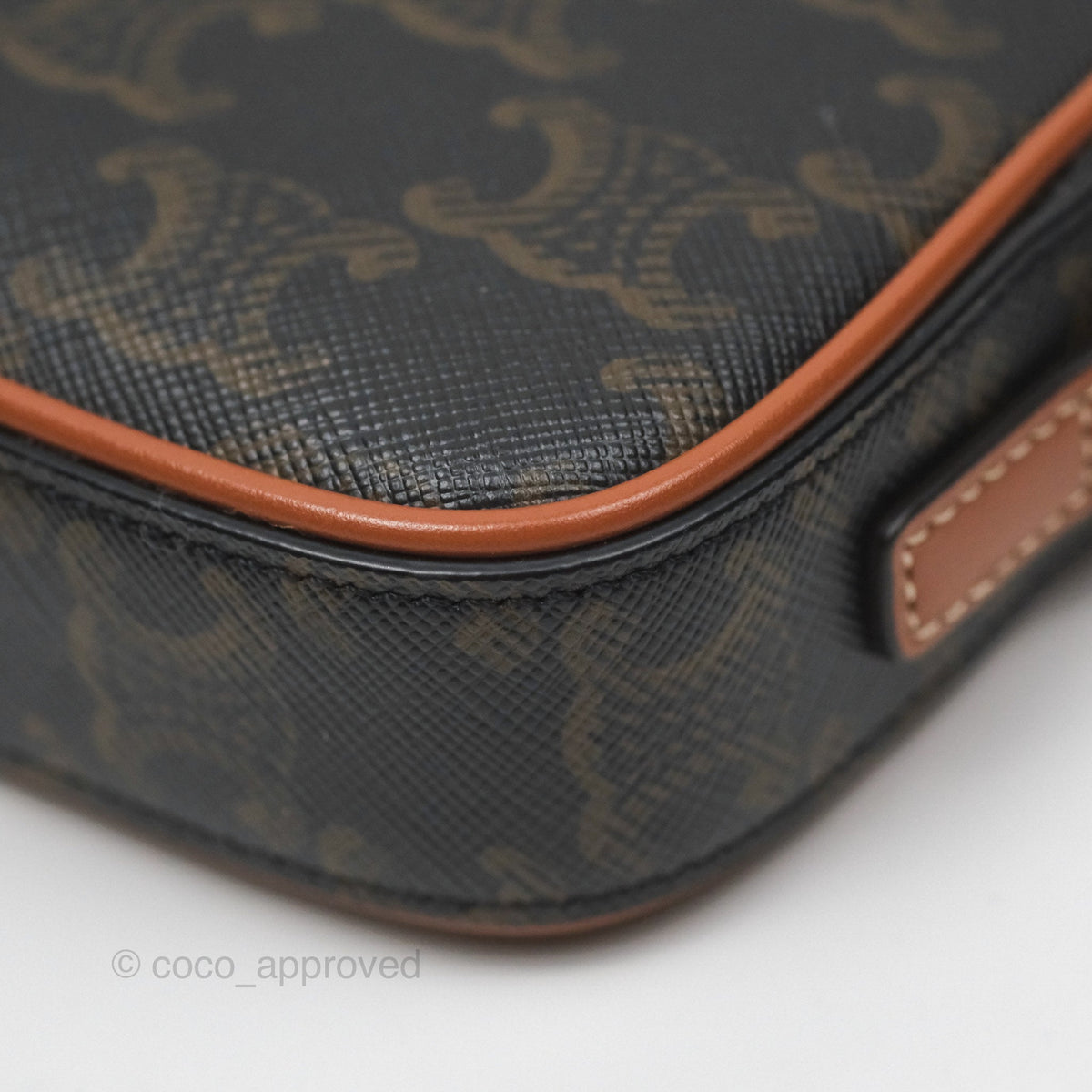 Celine Triomphe Mini Camera Shoulder Bag Tan Calfskin Triomphe Canvas