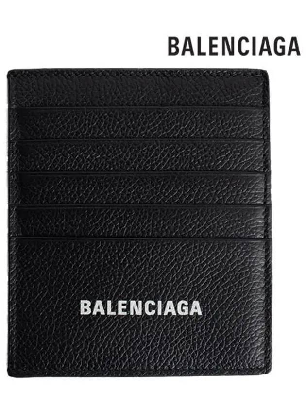 Luxury Balenciaga  Logo Vertical Card Wallet Black