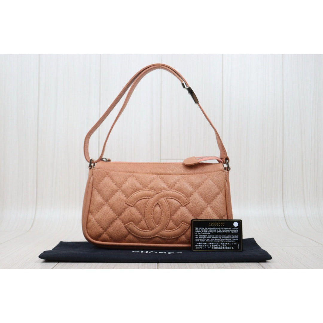 Very Good ( Rank A)｜ CHANEL Caviar Skin Calf Leather Shoulder Bag Pink Made In 2008～2009Year｜Y25061701