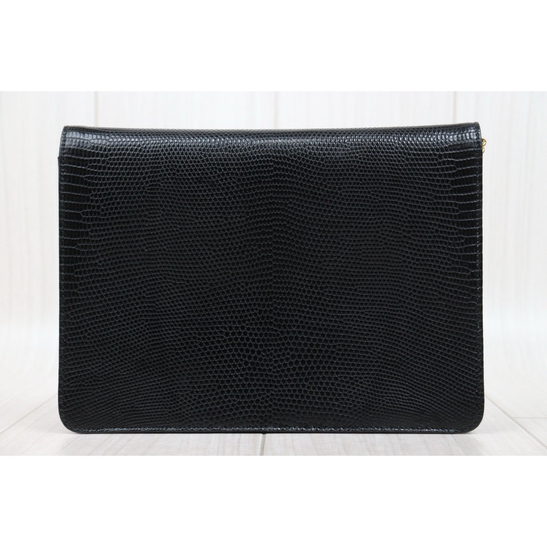 Very Good ( Rank A)｜ CHANEL  Lizard Skin Chain CF 25 Shoulder Bag Made in 1986-1988 Year ｜Y25051901