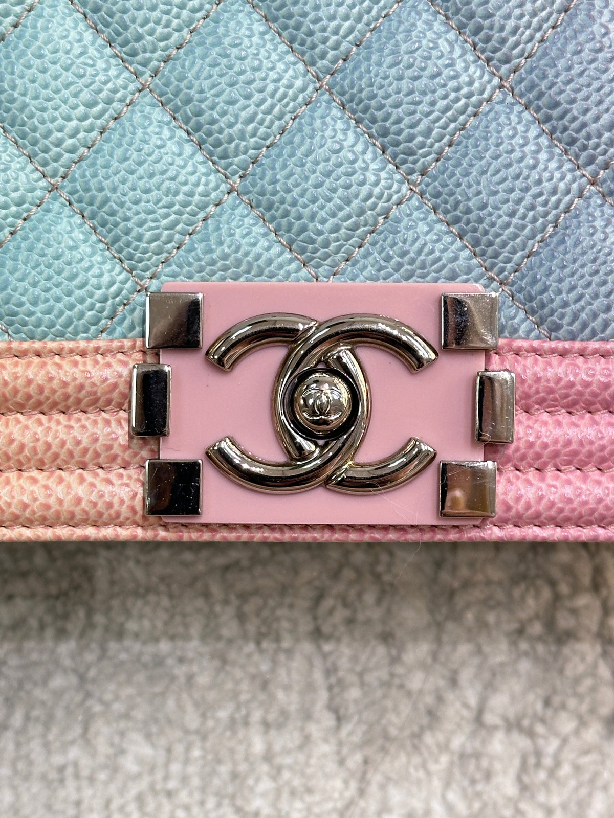 Chanel Rainbow Qulited Caviar Boy Bag Medium