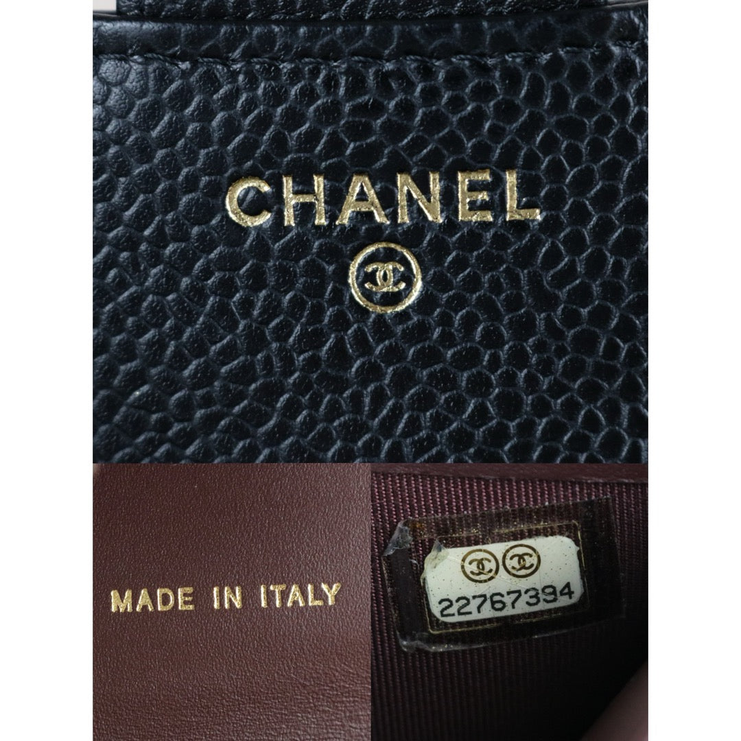 Very Good ( Rank A)｜Chanel Caviar Skin Black Wallet Made In 2016-2017Year ｜S25071505