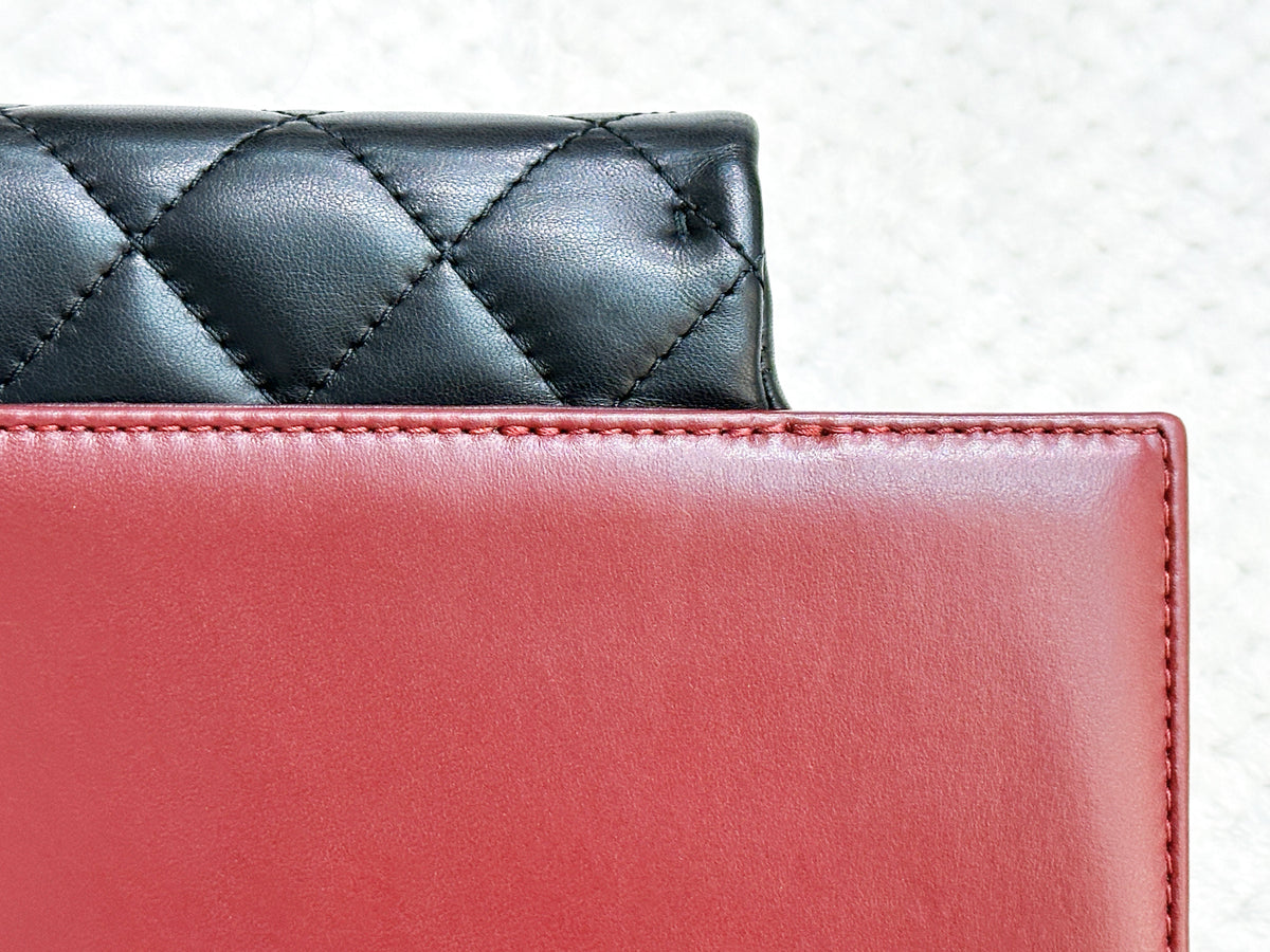 Chanel Pre-owned Classic Flap Gabrielle Brasserie Menu Clutch Burgundy and Black Lambskin Antique GHW 2163 holo card