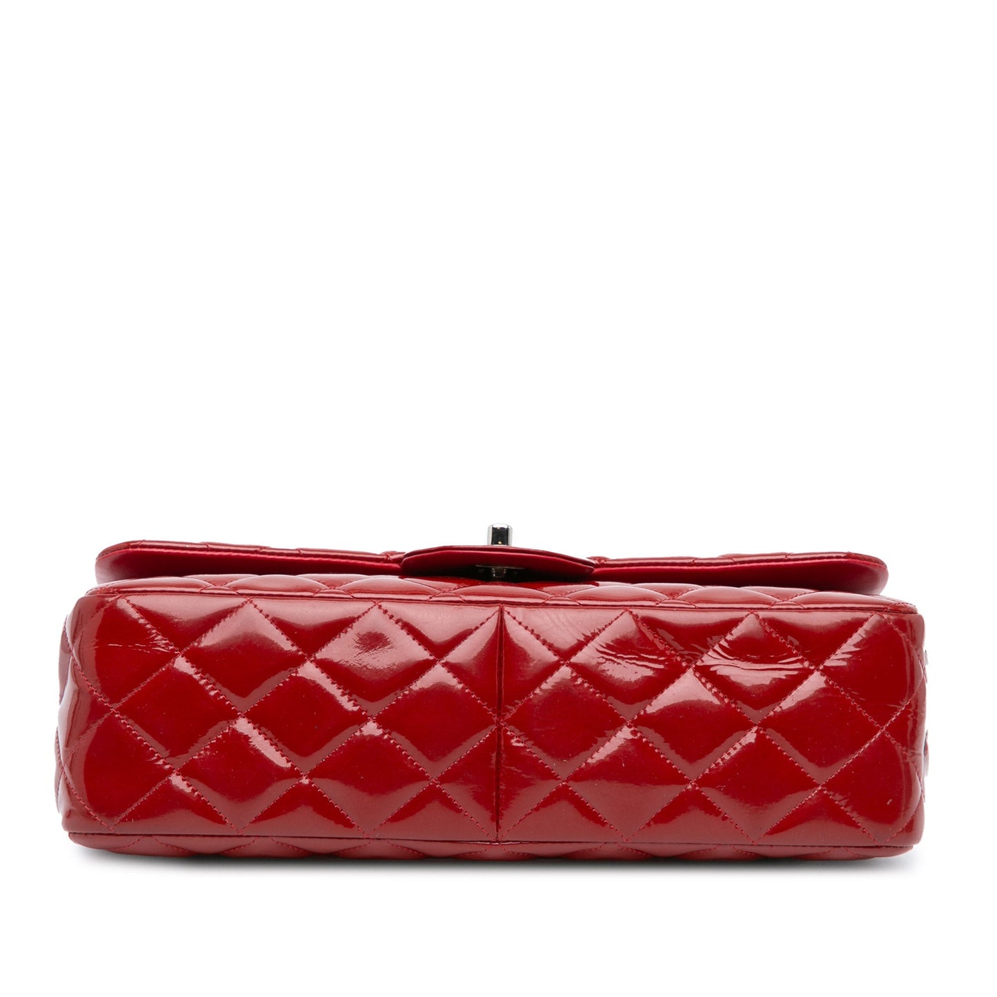 Red Chanel Jumbo Classic Patent Double Flap Shoulder Bag