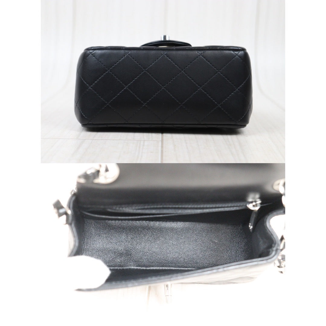 Rank A ｜CHANEL Lamb Leather Square 17 Shoulder Bag Black  Made In 2014 Year｜S24061729