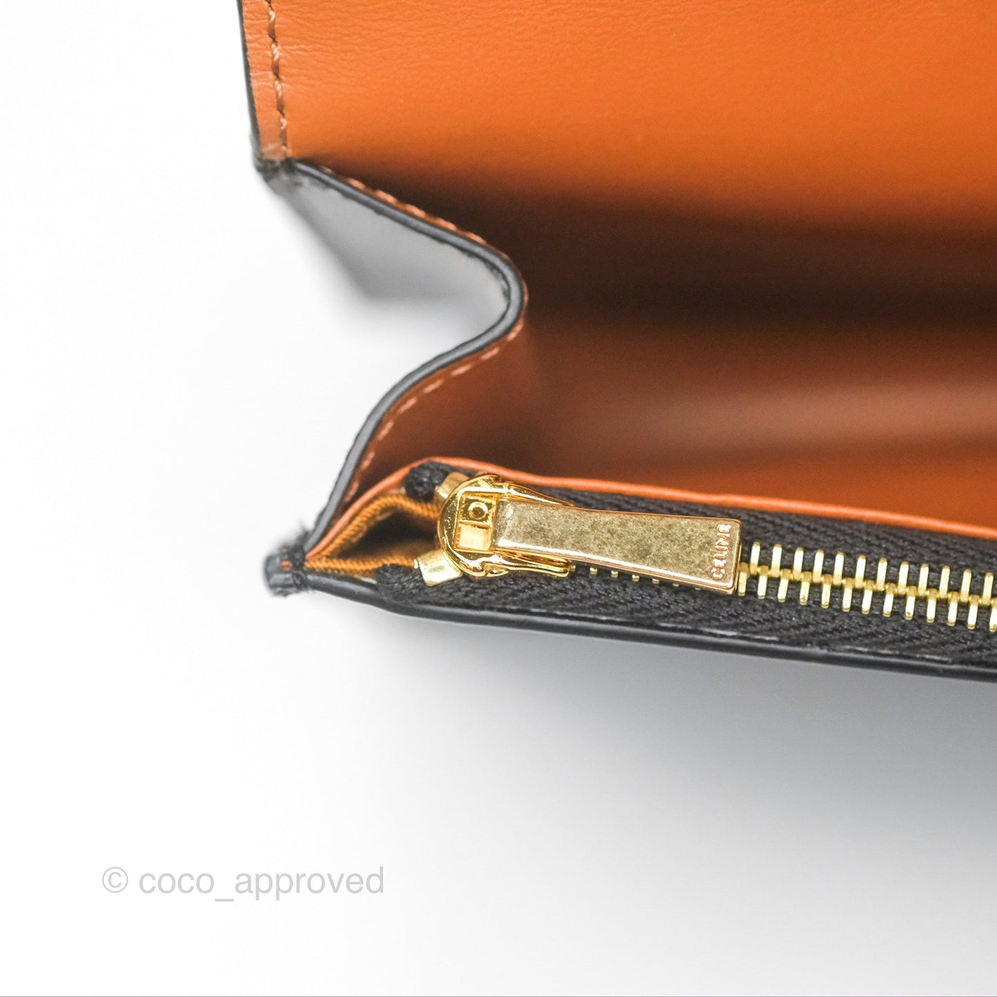 Celine Wallet On Strap Triomphe Canvas Tan Lambskin