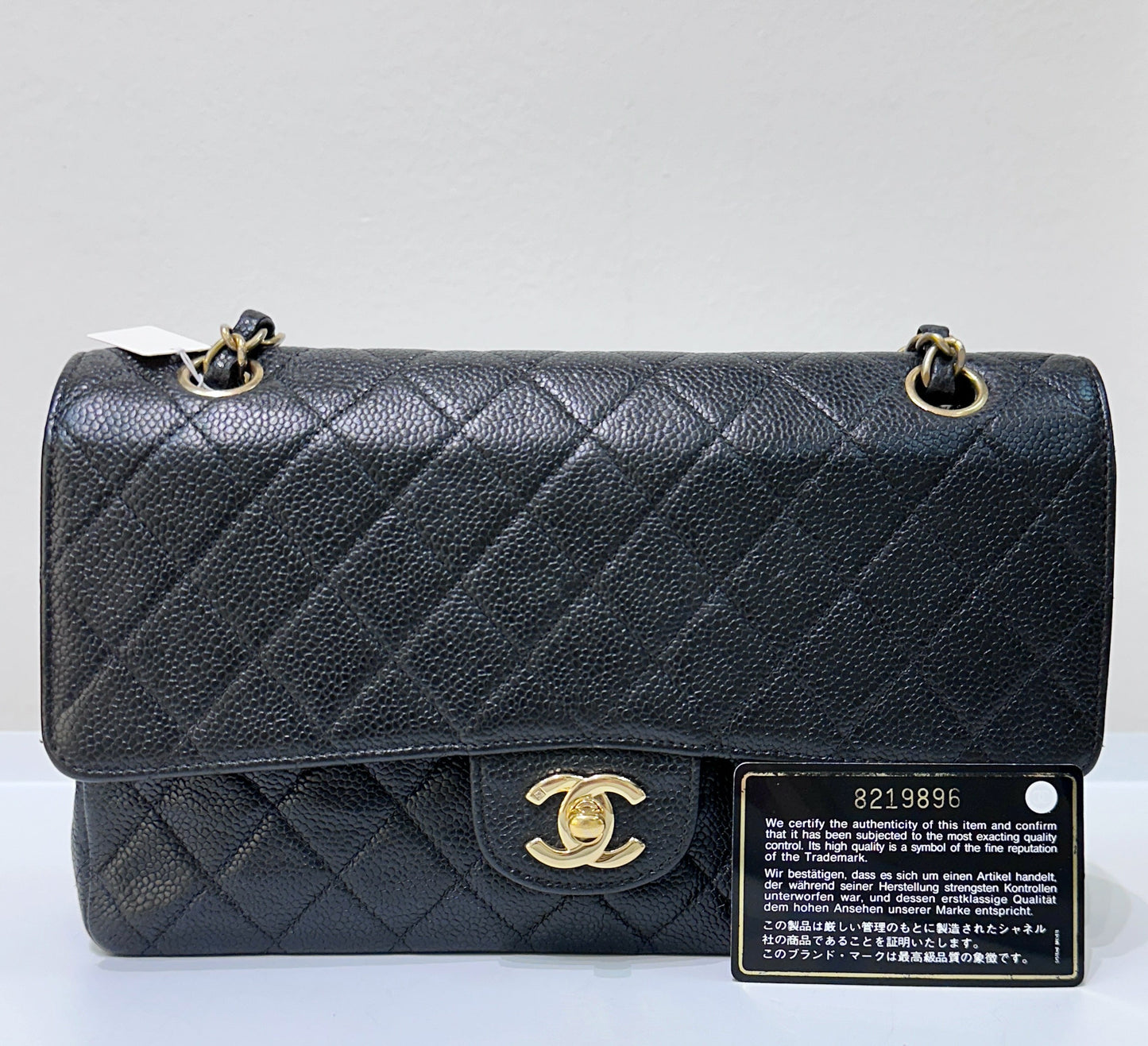 CHANEL Classic Double Flap Medium Shoulder Bag Black Caviar 24k