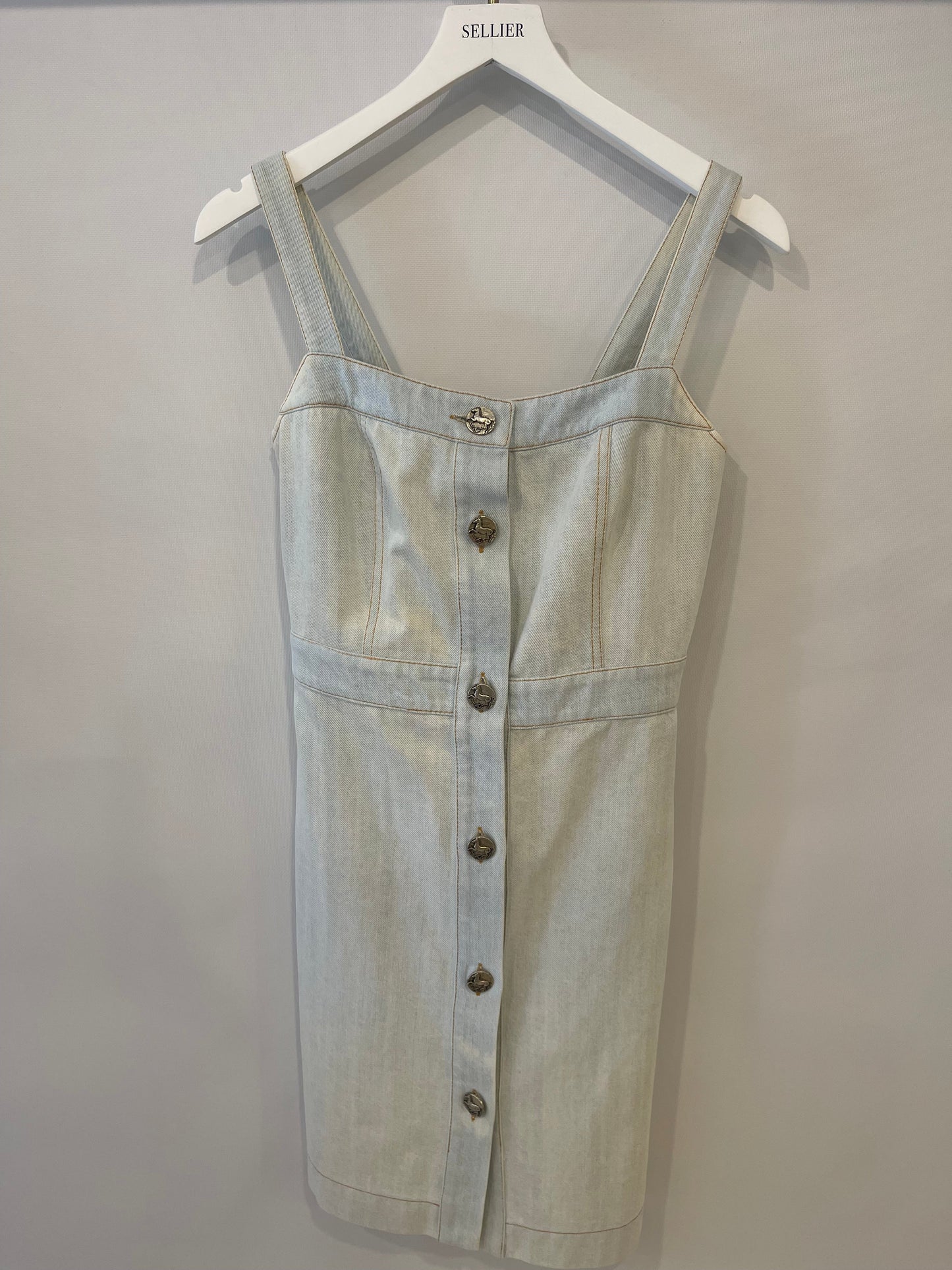 Chanel 18C Light Blue Denim Mini Dress with Button Detail Size FR 38 (UK 10) RRP ¬£2,200