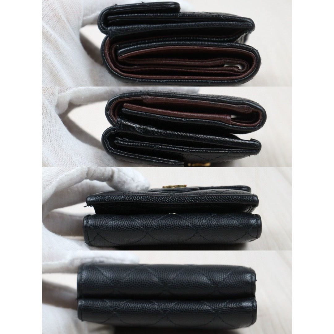 Good ( Rank AB)｜CHANEL Caviar Skin Leather Calf Leather  Wallet Black ｜24122003