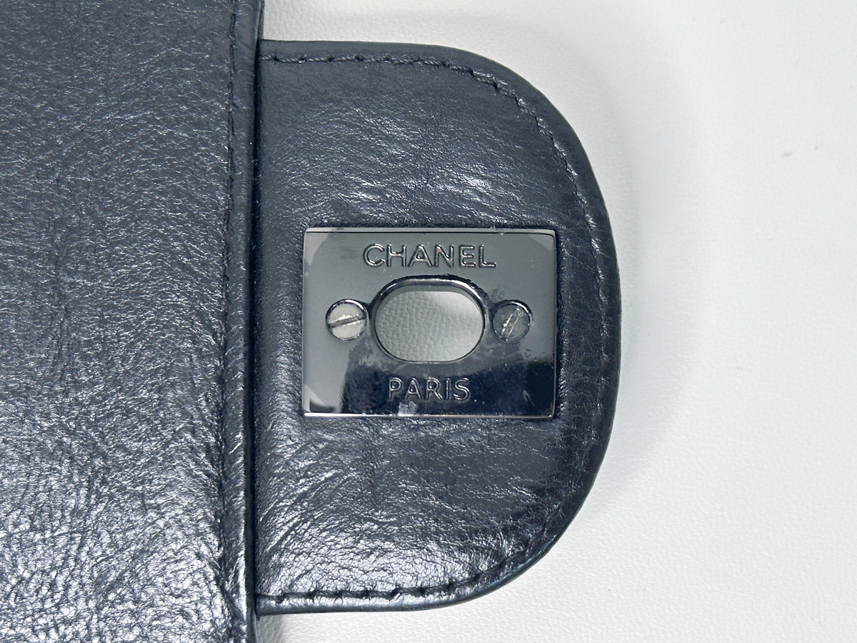 Chanel Quilted Mini Square Flap So Black Crumpled Calfskin 2417 holo card