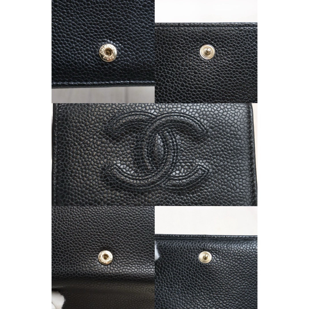 Very Good ( Rank A)｜CHANEL Caviar Skin Leather Calf Leather Wallet Black Made In 2019 Year｜VT25030132