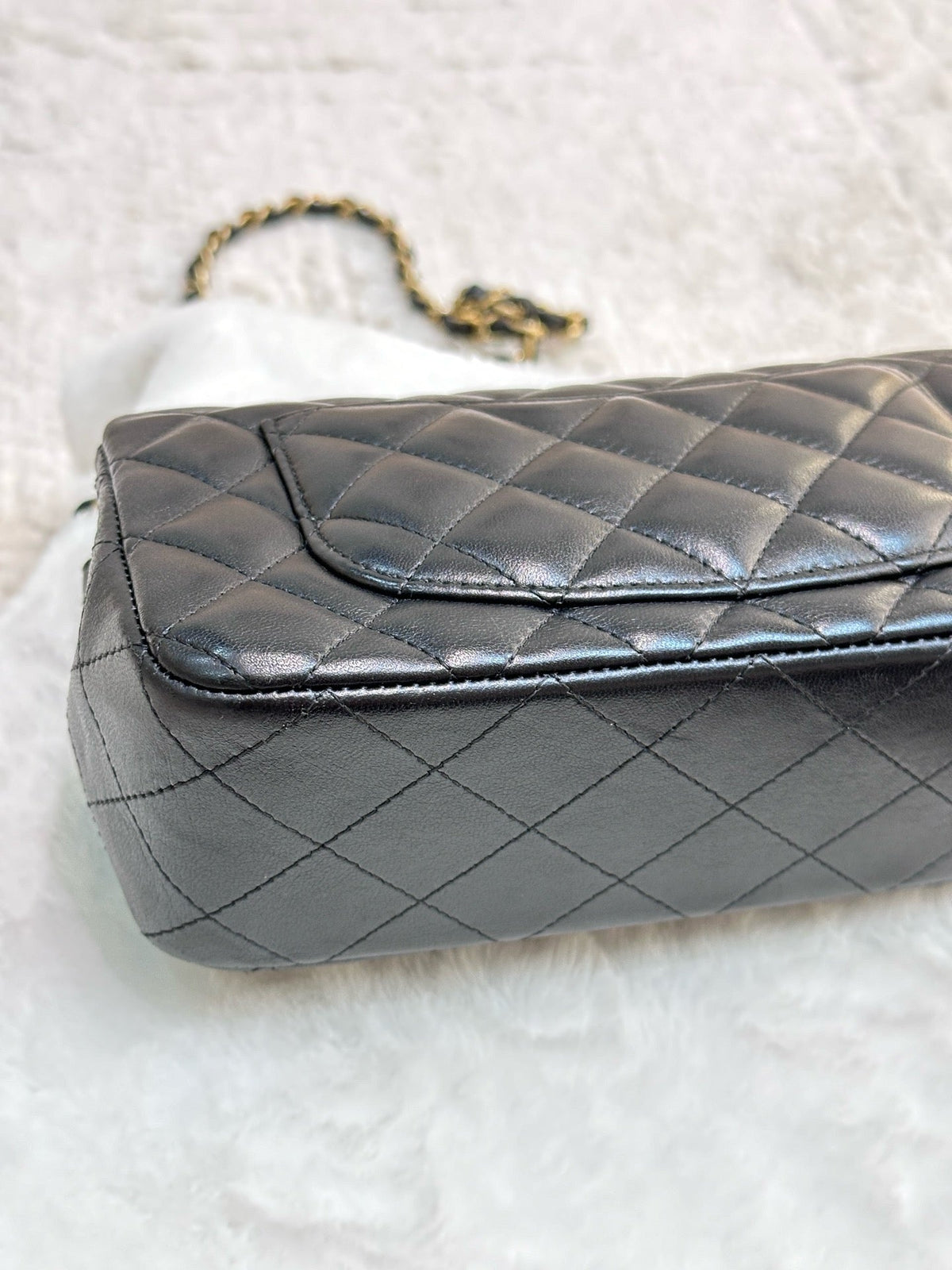 Chanel Mini Rectangular Lambskin Quilted Studded Flap Black