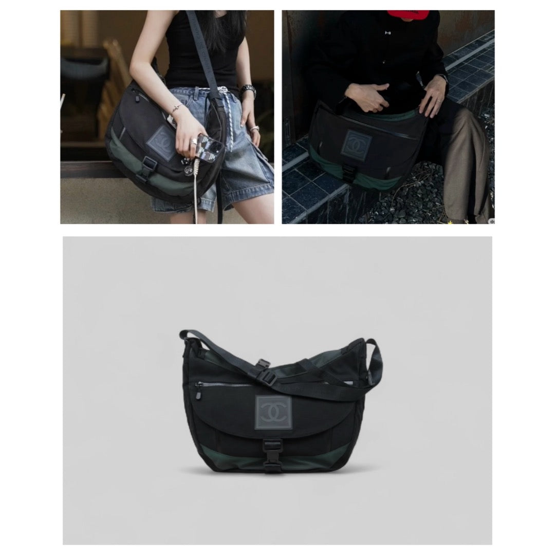 Good ( Rank AB)｜ CHANEL Coco Mark  Sports Line Canvas Shoulder Bag Black Made In 2003～2004 Year｜25042418