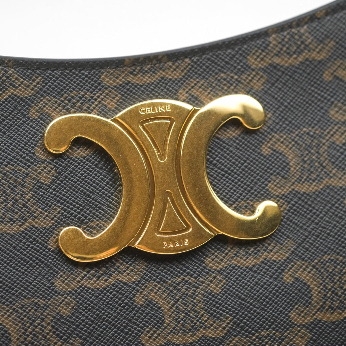 Celine Medium Tilly Bag In Triomphe Canvas and Calfskin Tan