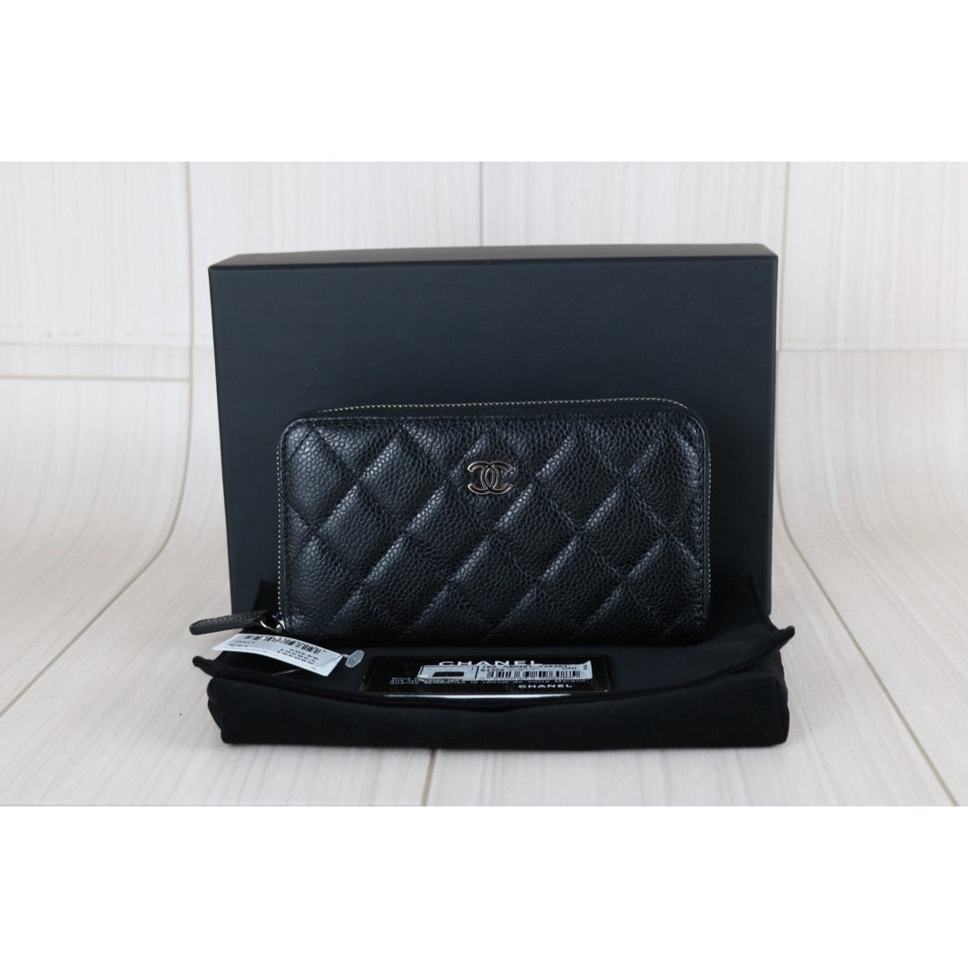 Excellent（Rank SA）｜Chanel Caviar Skin Black Long  Wallet Made In 2014-2015Year ｜X25070608
