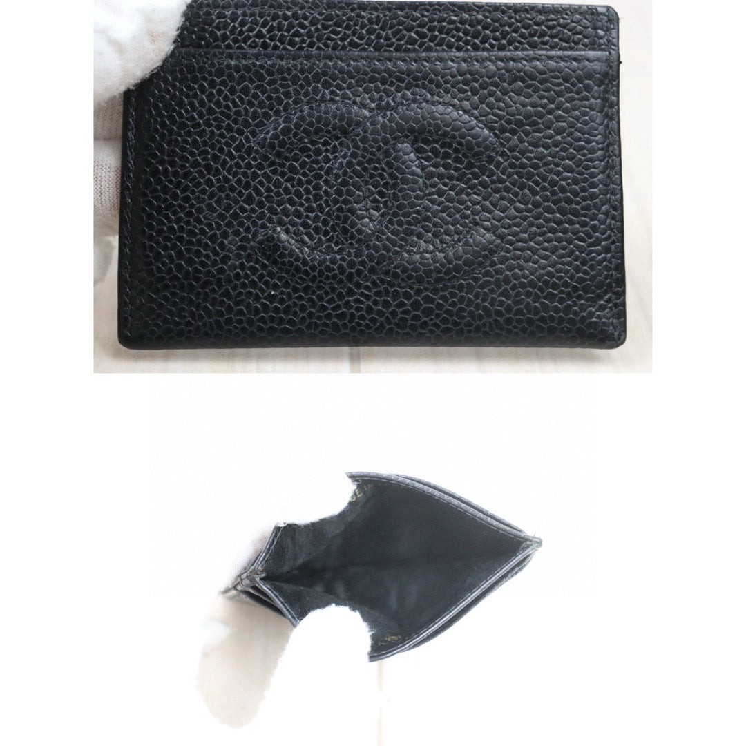 Very Good ( Rank A)｜CHANEL Caviar Skin  Card Holder Black Made In 1997-1999Year｜VT25030123