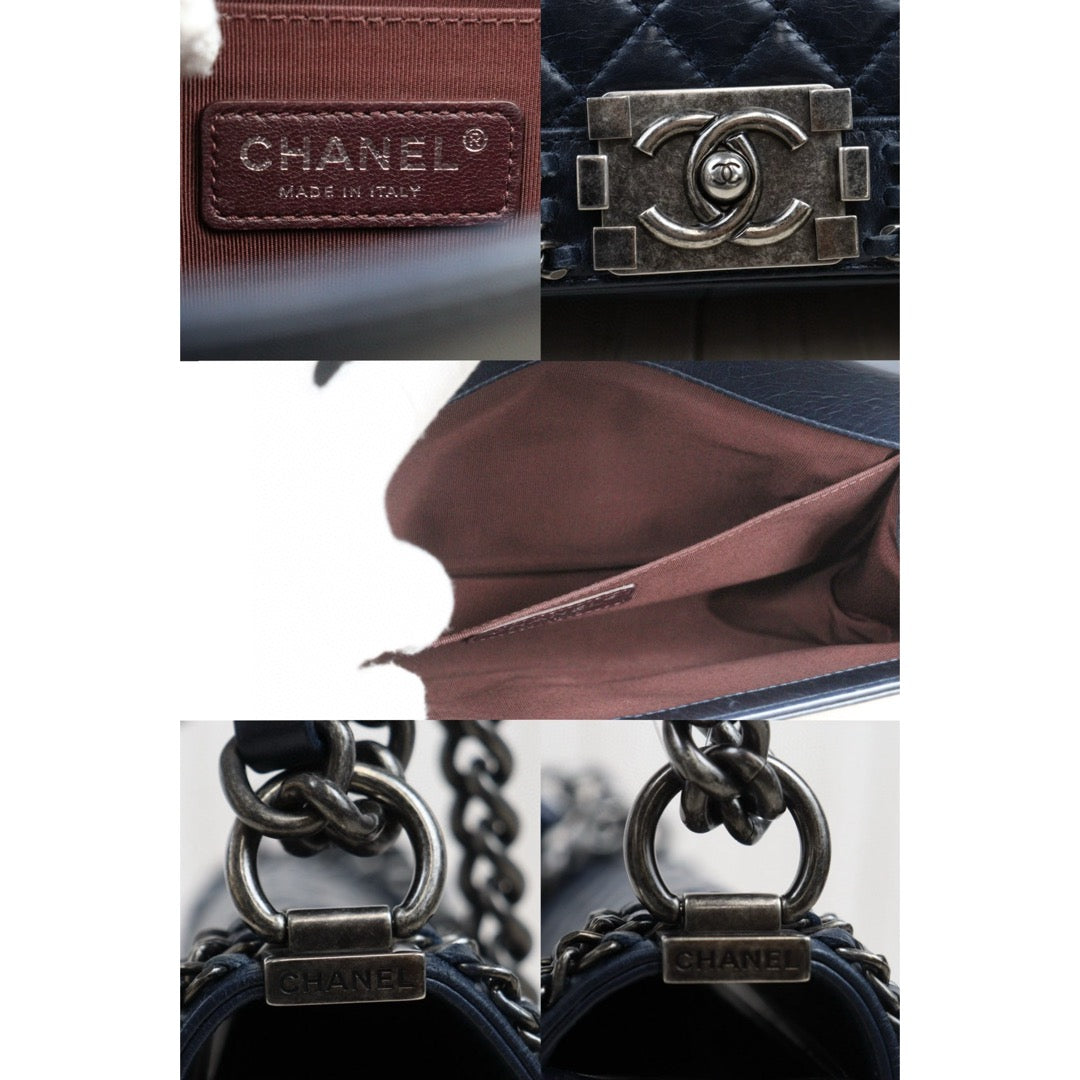Good ( Rank AB)｜CHANEL Caviar Skin  LeBoy Chain Shoulder Bag Medium Blue  Made In 2014-2015 Year｜P25031404