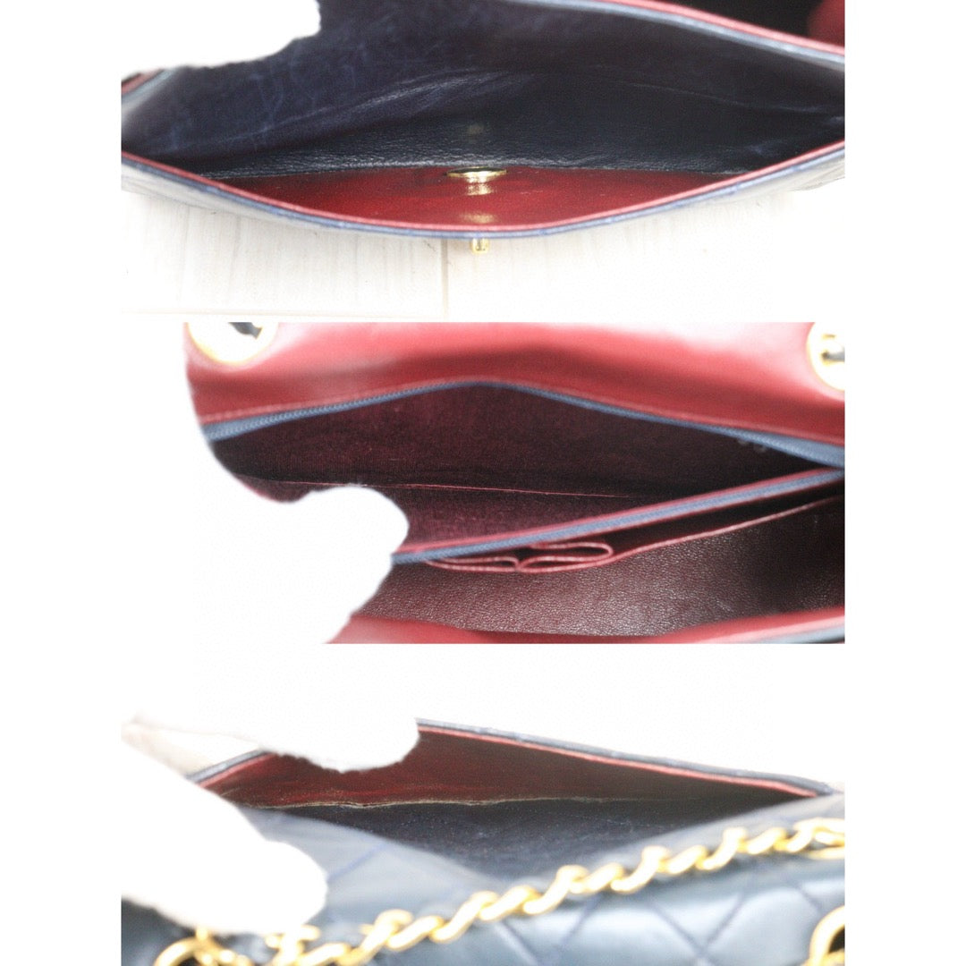 Good ( Rank AB)｜ CHANEL Matrasse Lamb Skin Chain Bag Blue Made in 1986-1988 Year｜P24120208