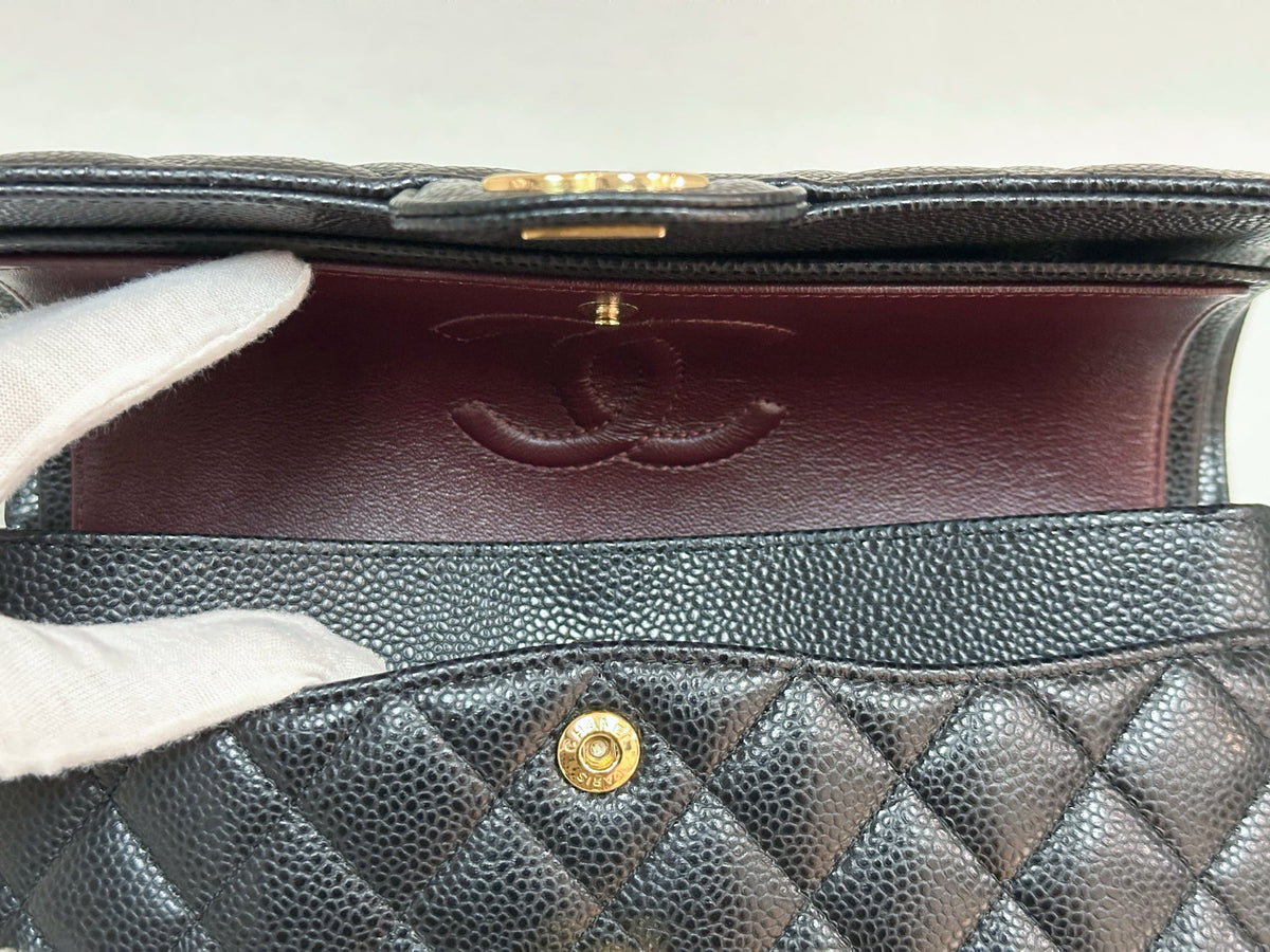 Chanel Small Classic Quilted Caviar Double Flap Bag Black