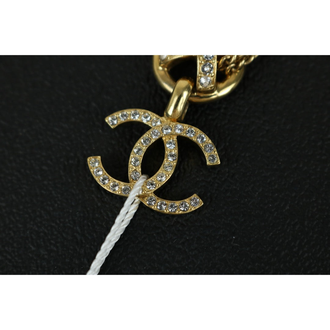 Very Good ( Rank A) ｜CHANEL COCO Mark Double chain Rhinestone Chocker Necklace ｜F25021118