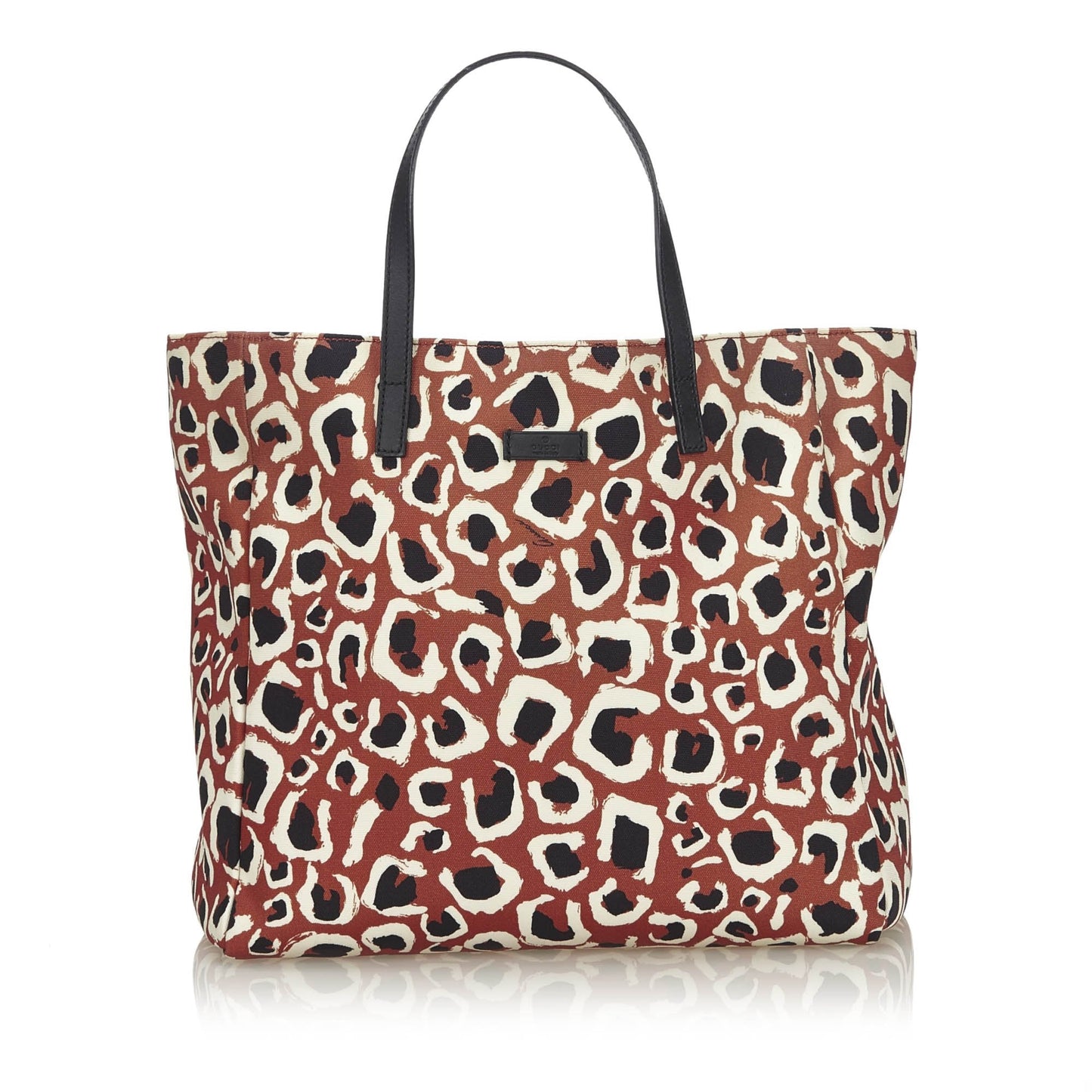 G*G Brown Beige Nylon Fabric Leopard Printed Tote Bag Italy