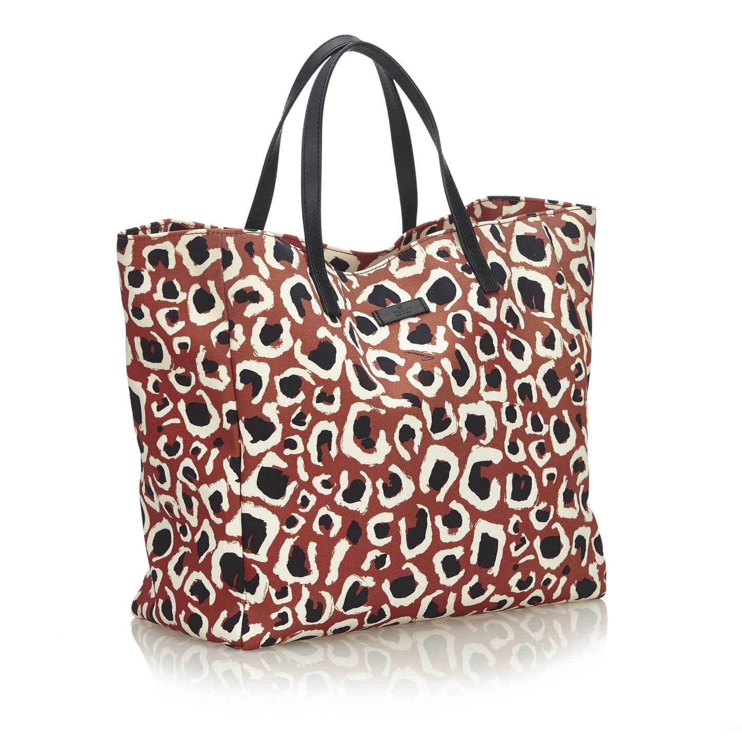 G*G Brown Beige Nylon Fabric Leopard Printed Tote Bag Italy