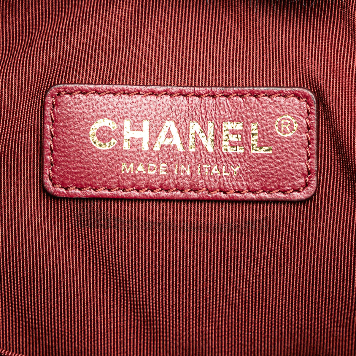 Red Chanel Paris Cosmopolite Medium Chevron Lambskin Bucket Bag