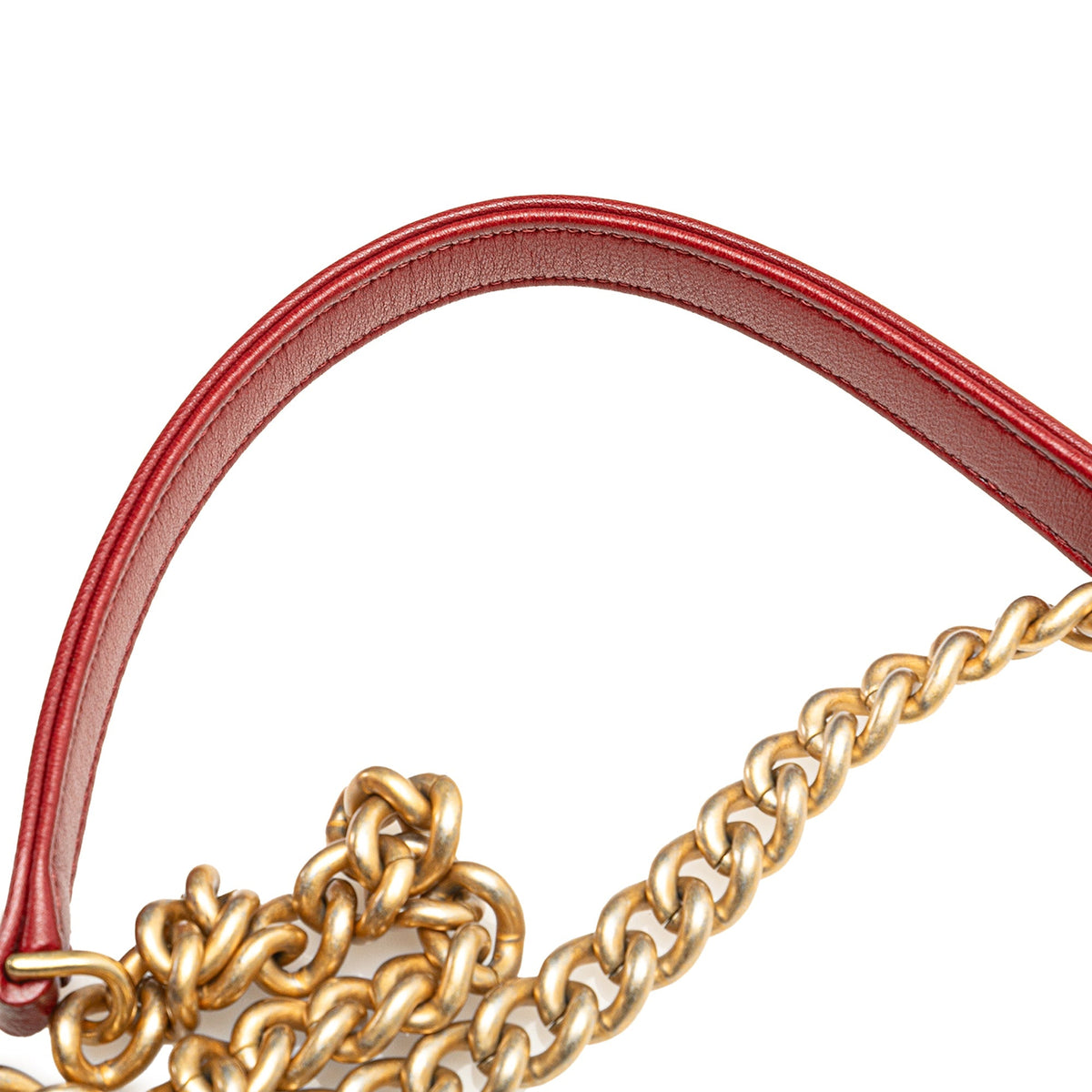Red Chanel Paris Cosmopolite Medium Chevron Lambskin Bucket Bag