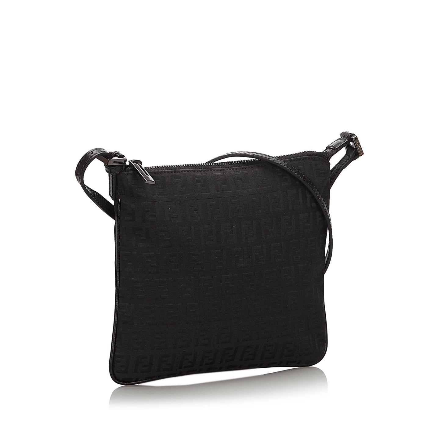 Fendi Black Canvas Fabric Zucchino Crossbody Bag Italy