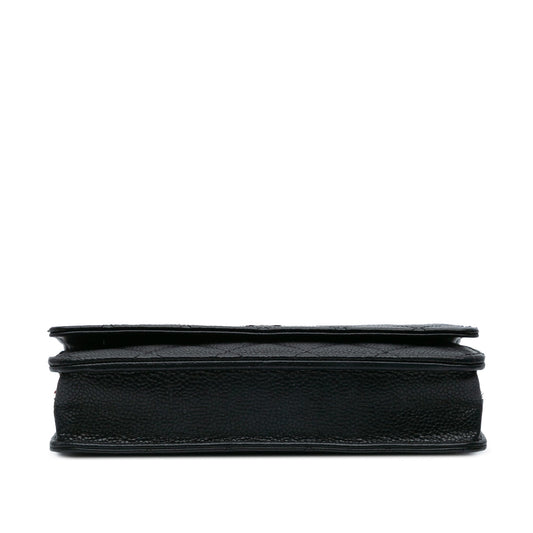 Black Chanel CC Quilted Caviar Wallet on Chain Crossbody Bag