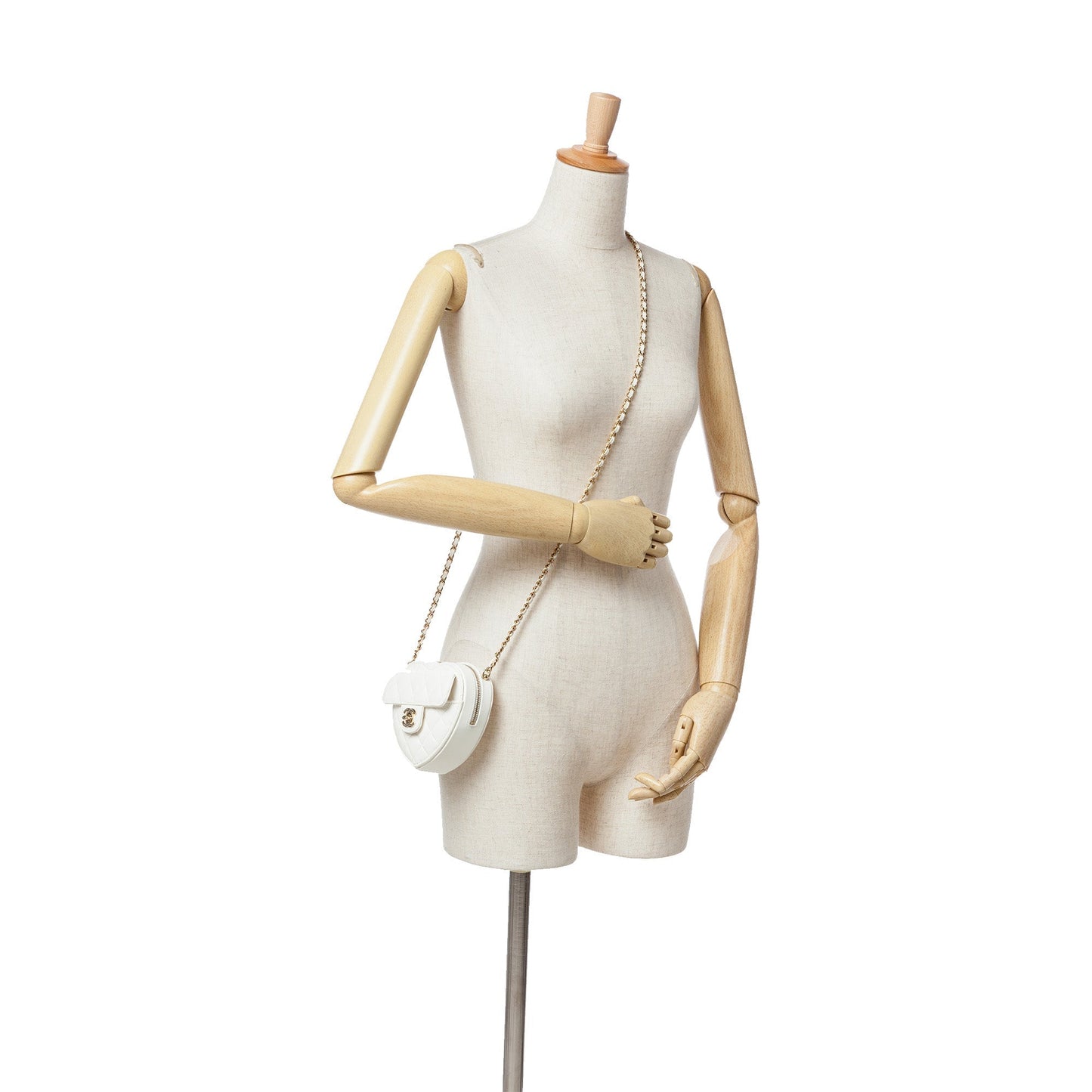 White Chanel Mini Lambskin CC in Love Heart Crossbody