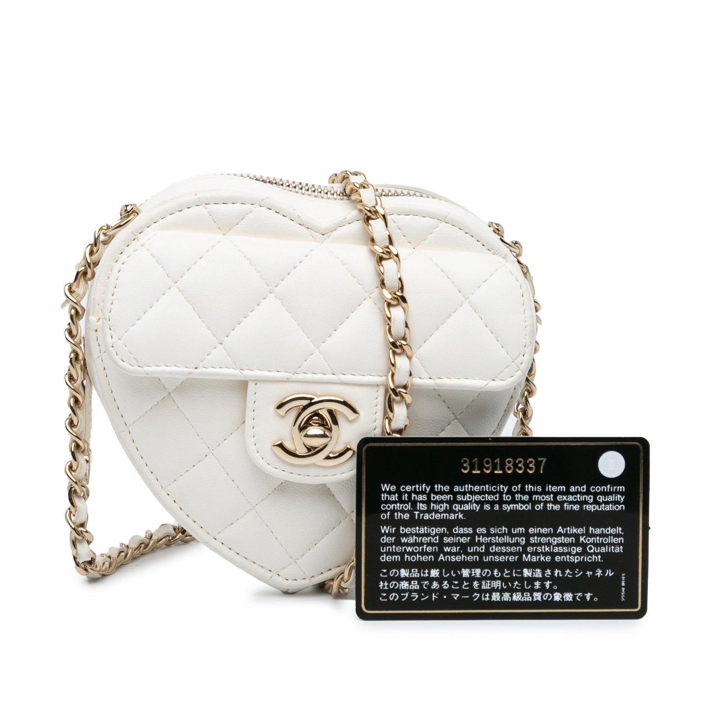 White Chanel Mini Lambskin CC in Love Heart Crossbody