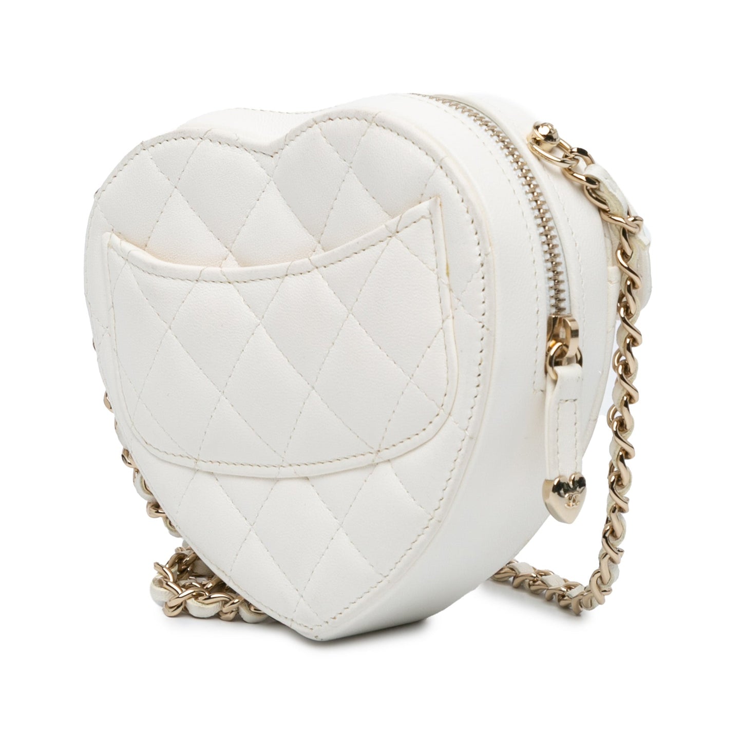 White Chanel Mini Lambskin CC in Love Heart Crossbody