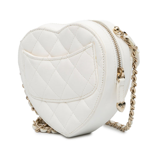 White Chanel Mini Lambskin CC in Love Heart Crossbody