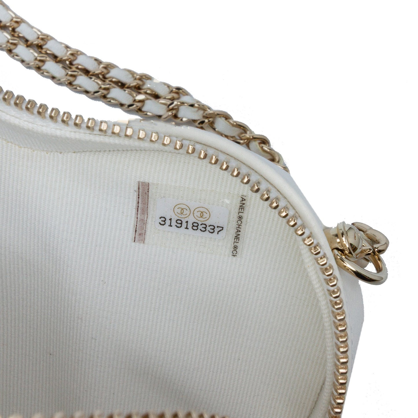 White Chanel Mini Lambskin CC in Love Heart Crossbody
