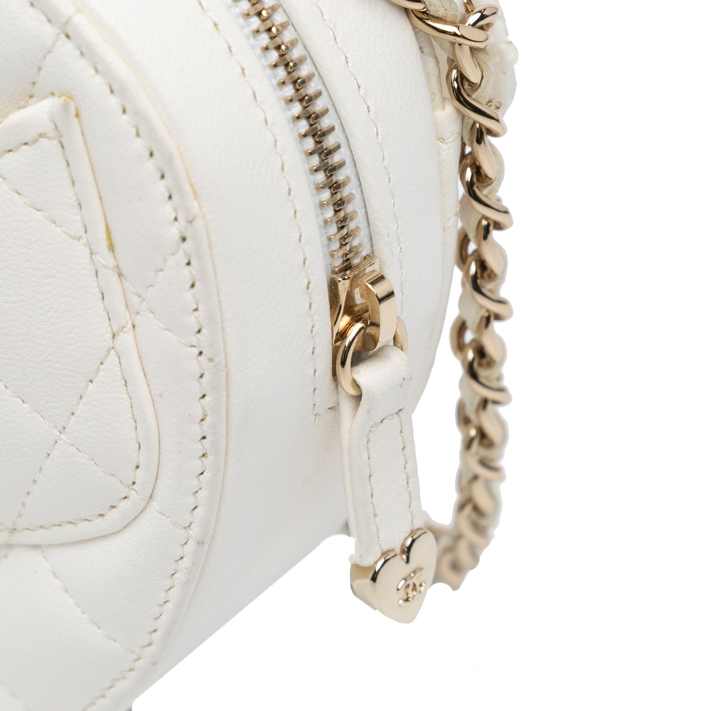 White Chanel Mini Lambskin CC in Love Heart Crossbody