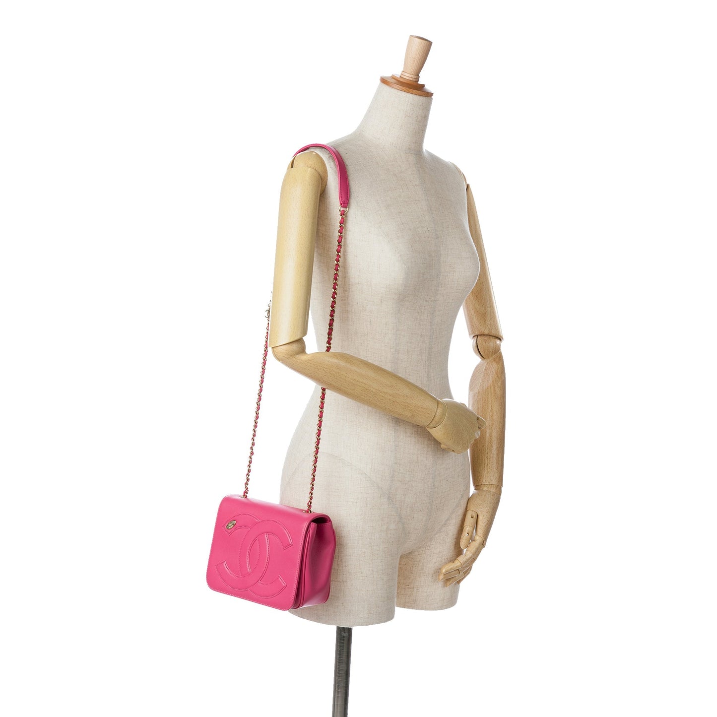 Pink Chanel Lambskin CC Mania Flap Crossbody Bag