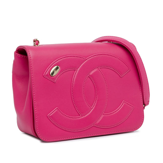 Pink Chanel Lambskin CC Mania Flap Crossbody Bag