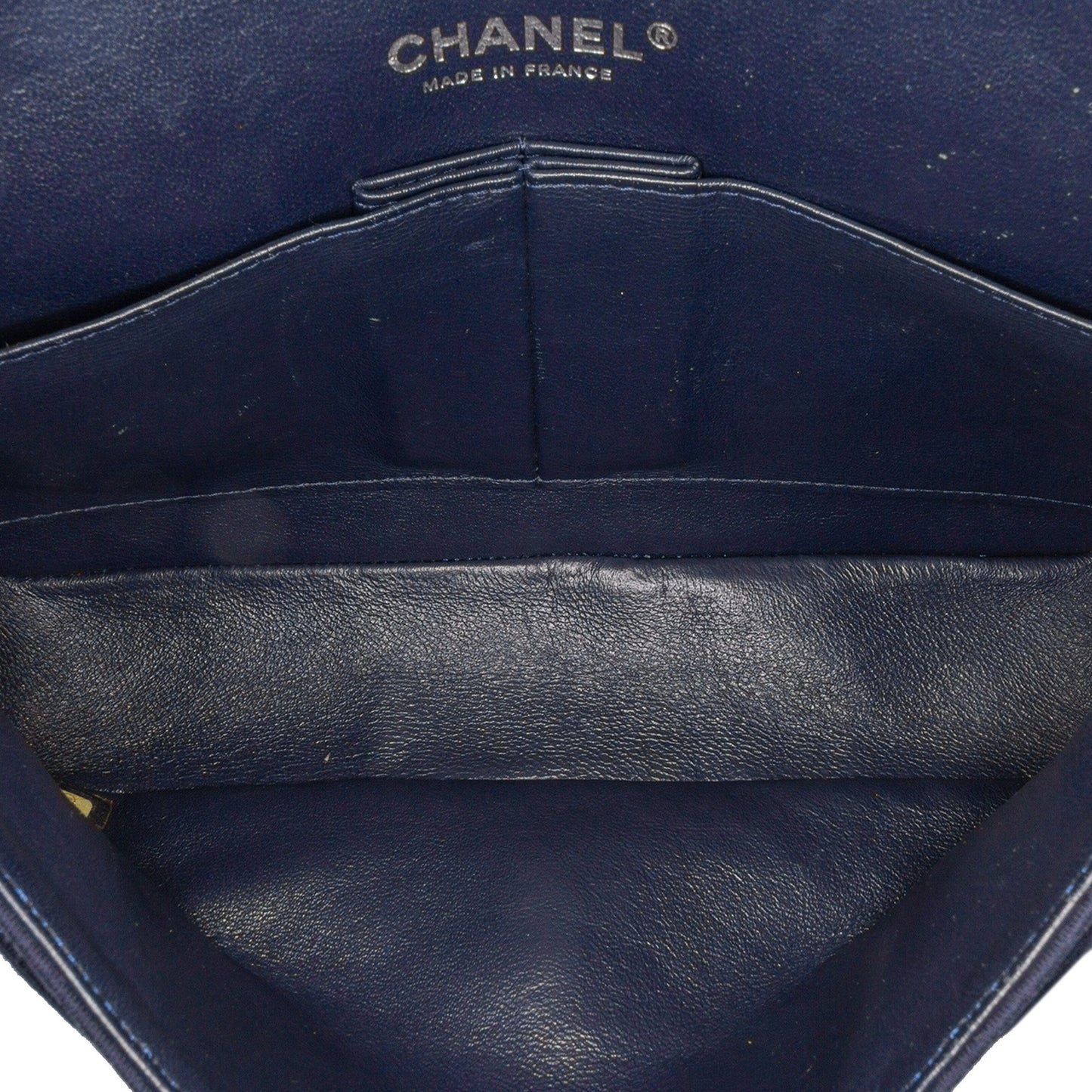 Blue Chanel Medium Classic Jersey Double Flap Shoulder Bag