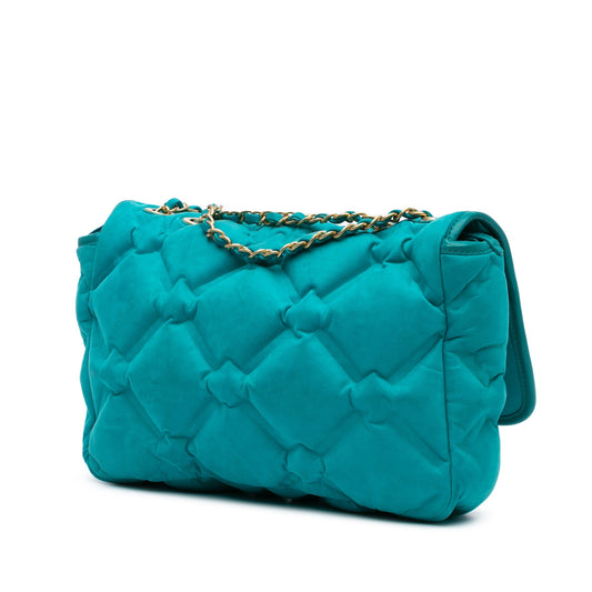 Blue Chanel Small Iridescent Calfskin Chesterfield Flap Shoulder Bag
