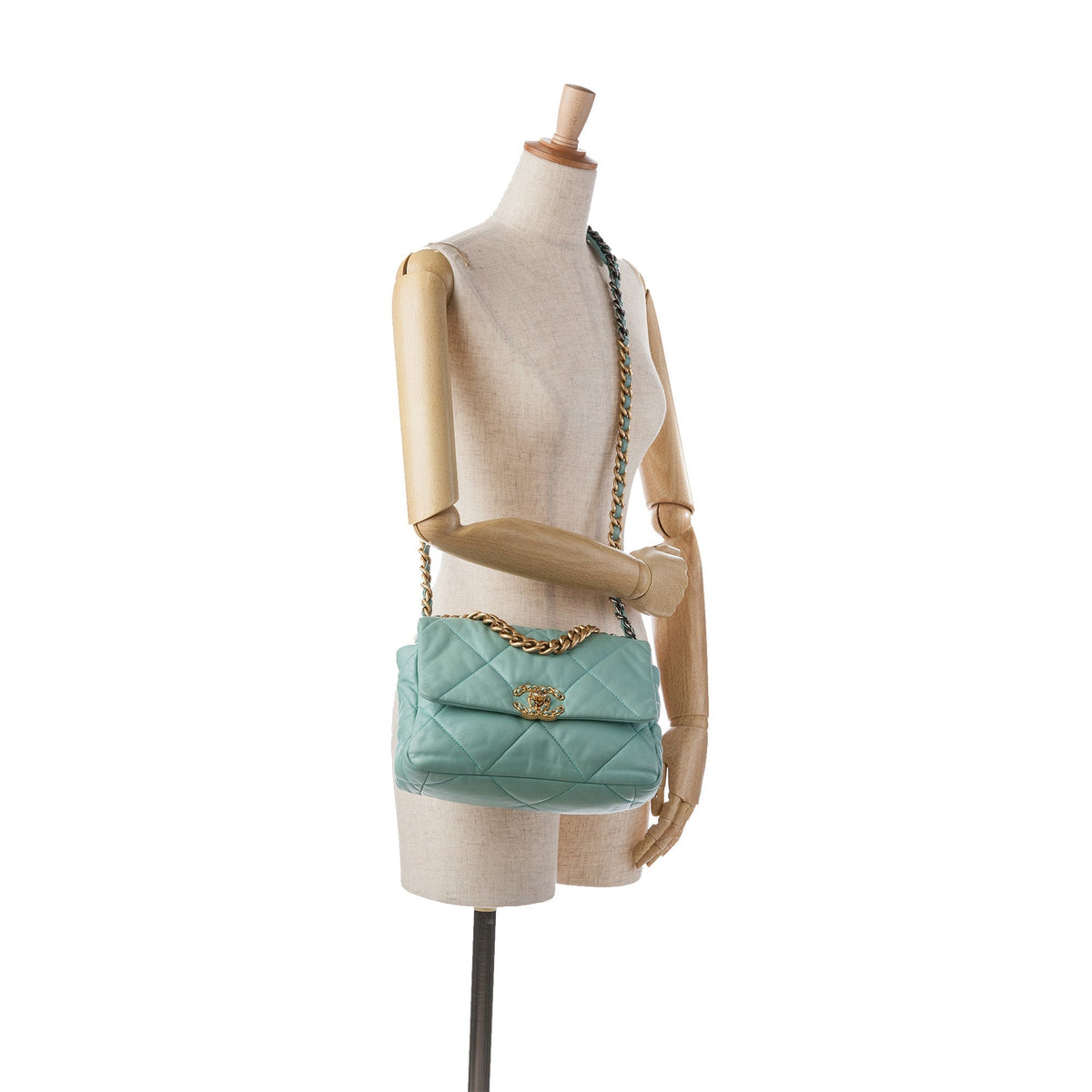 CHANEL Large Lambskin 19 Flap Blue
