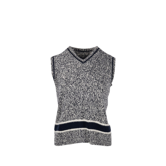 Dior Size 40 V-Neck Sweater Vest Wool/Cashmere Navy/White