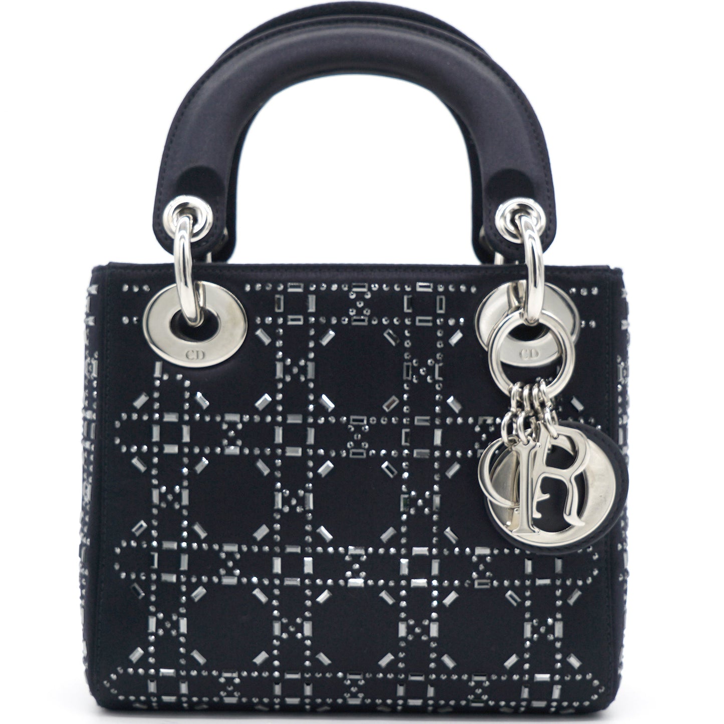 Dior Satin Crystal Cannage Mini Lady Dior Black