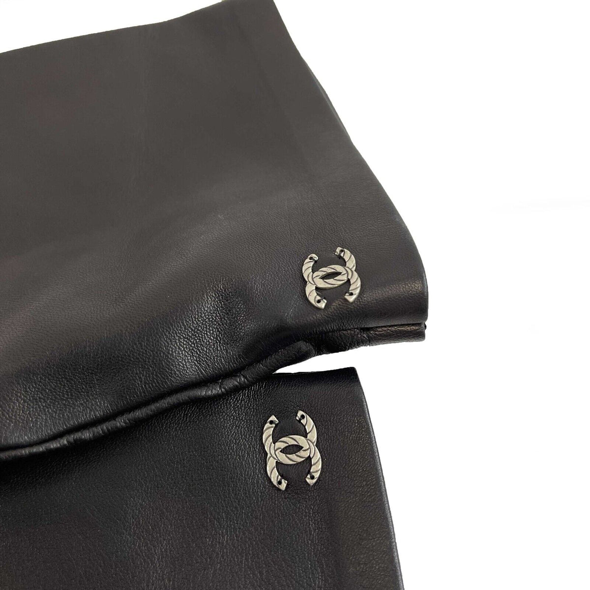 Top Quality Chanel New w/ Tags Leather Fingerless Long Gloves Black 18A 7.5